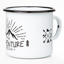 Lade das Bild in den Galerie-Viewer, THE ADVENTURE BEGINS Emaillebecher - verschiedene Farben