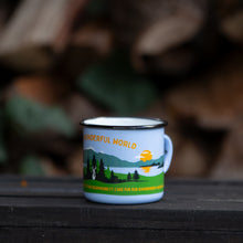 Lade das Bild in den Galerie-Viewer, WONDERFUL WORLD - Emaillebecher in hellblau - 330ml