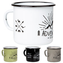 Lade das Bild in den Galerie-Viewer, THE ADVENTURE BEGINS Emaillebecher - verschiedene Farben