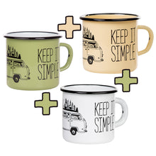 Lade das Bild in den Galerie-Viewer, 3er-PACK KEEP IT SIMPLE, 3x Emaillebecher in Grün, Beige und Weiß