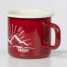 Lade das Bild in den Galerie-Viewer, REDLINE Emaille Geschirr: Emaille Becher mit Berg-Motiv | Emaille Tasse für Outdoor, Camping | 350 ml