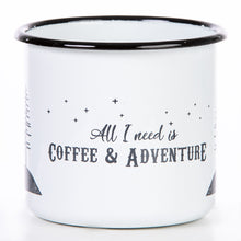 Lade das Bild in den Galerie-Viewer, COFFEE & ADVENTURE Emaillebecher weiß