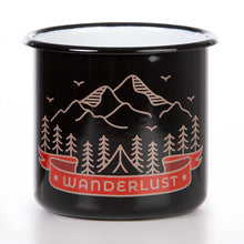 Lade das Bild in den Galerie-Viewer, 3er-PACK BLACK TREK: 3 x schwarze Emaillebecher mit Trekking und Wandermotiven