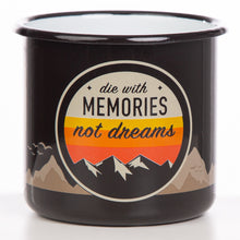 Lade das Bild in den Galerie-Viewer, 3er-PACK BLACK TREK: 3 x schwarze Emaillebecher mit Trekking und Wandermotiven