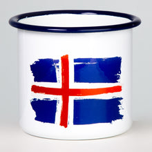 Lade das Bild in den Galerie-Viewer, ISLAND Emaillebecher mit Flaggen Motiv