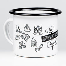 Lade das Bild in den Galerie-Viewer, THE ADVENTURE BEGINS (Icons) Emaillebecher weiß