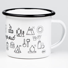 Lade das Bild in den Galerie-Viewer, CAMP OUT Emaillebecher weiß