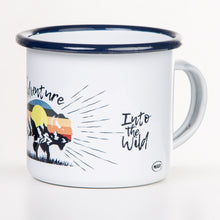 Lade das Bild in den Galerie-Viewer, READY FOR ADVENTURE - Into the wild - Emaillebecher weiß