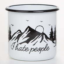 Lade das Bild in den Galerie-Viewer, I HATE PEOPLE Emaillebecher weiß