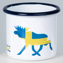 Lade das Bild in den Galerie-Viewer, SCHWEDEN Emaillebecher mit Elch Motiv