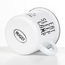 Lade das Bild in den Galerie-Viewer, EAT SLEEP CAMP Emaillebecher mit Kastenwagen Camper Zeichnung