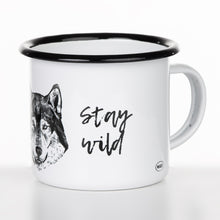 Lade das Bild in den Galerie-Viewer, Emaillebecher "STAY WILD - STAY FREE"-Serie mit Motiv: Husky