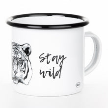 Lade das Bild in den Galerie-Viewer, Emaillebecher "STAY WILD - STAY FREE"-Serie mit Motiv: Tiger