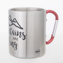 Lade das Bild in den Galerie-Viewer, MOUNTAINS ARE CALLING Edelstahlbecher mit Karabiner