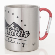 Lade das Bild in den Galerie-Viewer, MOUNTAINS ARE CALLING Edelstahlbecher mit Karabiner