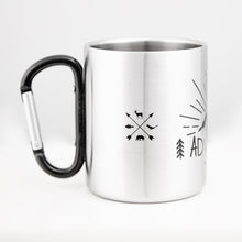 Lade das Bild in den Galerie-Viewer, THE ADVENTURE BEGINS Edelstahlbecher mit Karabiner