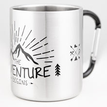 Lade das Bild in den Galerie-Viewer, THE ADVENTURE BEGINS Edelstahlbecher mit Karabiner