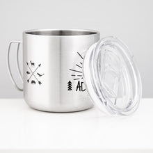 Lade das Bild in den Galerie-Viewer, THE ADVENTURE BEGINS Edelstahlbecher mit Deckel