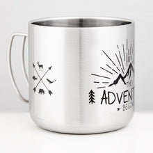 Lade das Bild in den Galerie-Viewer, THE ADVENTURE BEGINS Edelstahlbecher mit Deckel