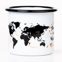 Lade das Bild in den Galerie-Viewer, TRAVEL THE WORLD Emaillebecher weiß