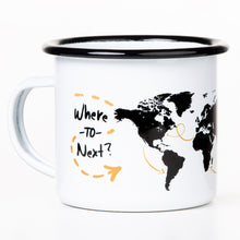 Lade das Bild in den Galerie-Viewer, TRAVEL THE WORLD Emaillebecher weiß