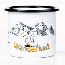Lade das Bild in den Galerie-Viewer, WANDERLUST Emaillebecher weiß