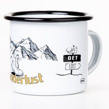 Lade das Bild in den Galerie-Viewer, WANDERLUST Emaillebecher weiß