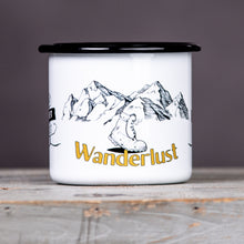 Lade das Bild in den Galerie-Viewer, WANDERLUST Emaillebecher weiß
