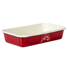 Lade das Bild in den Galerie-Viewer, REDLINE Emaille Geschirr: Auflaufform, Schale mit Motiv: Berge | Schüssel, Ofenform, Casserole für die Outdoorküche, Camping | 800 ml