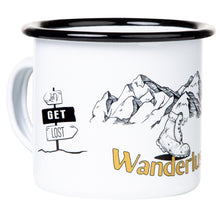 Lade das Bild in den Galerie-Viewer, WANDERLUST Emaillebecher weiß