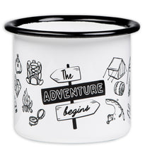 Lade das Bild in den Galerie-Viewer, THE ADVENTURE BEGINS (Icons) Emaillebecher weiß