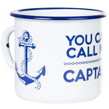 Lade das Bild in den Galerie-Viewer, YOU CAN CALL ME CAPTAIN Emaillebecher in weiß oder blau - Inhalt: 330ml