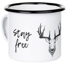 Lade das Bild in den Galerie-Viewer, Emaillebecher "STAY WILD - STAY FREE"-Serie mit Motiv: Hirsch