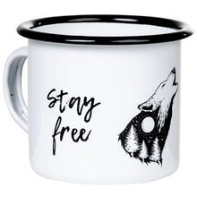 Lade das Bild in den Galerie-Viewer, Emaillebecher "STAY WILD - STAY FREE"-Serie mit Motiv: Wolf