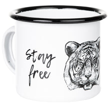 Lade das Bild in den Galerie-Viewer, Emaillebecher "STAY WILD - STAY FREE"-Serie mit Motiv: Tiger