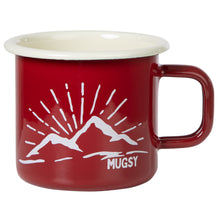 Lade das Bild in den Galerie-Viewer, REDLINE Emaille Geschirr: Emaille Becher mit Berg-Motiv | Emaille Tasse für Outdoor, Camping | 350 ml