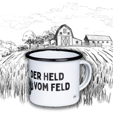 Lade das Bild in den Galerie-Viewer, HELD VOM FELD Emaillebecher mit Traktor Motiv
