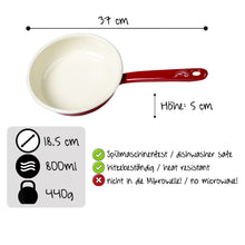 Lade das Bild in den Galerie-Viewer, REDLINE Emaille Geschirr: Pfanne mit Griff, Motiv: Berge | Bratpfanne für die Outdoorküche, Camping | 800 ml