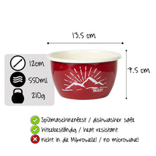 Lade das Bild in den Galerie-Viewer, REDLINE Emaille Geschirr: Schale, Schüssel mit Motiv: Berge | für die Outdoorküche, Camping | 550 ml