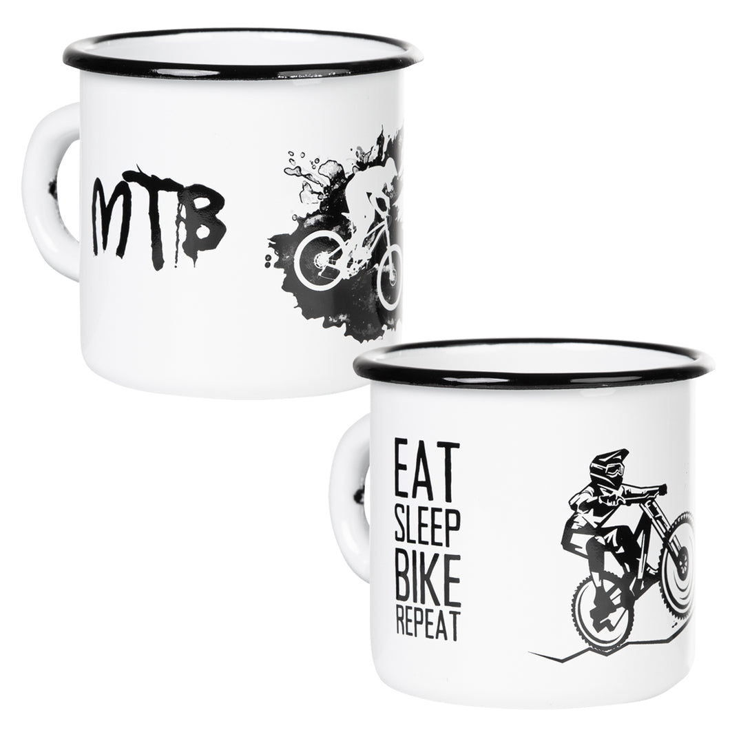 2er-PACK MOUNTAINBIKE: 2x Emaillebecher MTB Style