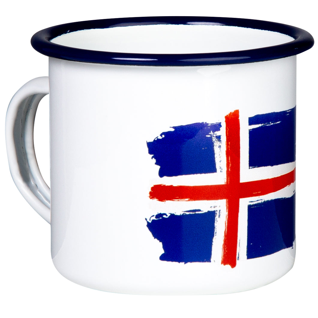 ISLAND Emaillebecher mit Flaggen Motiv