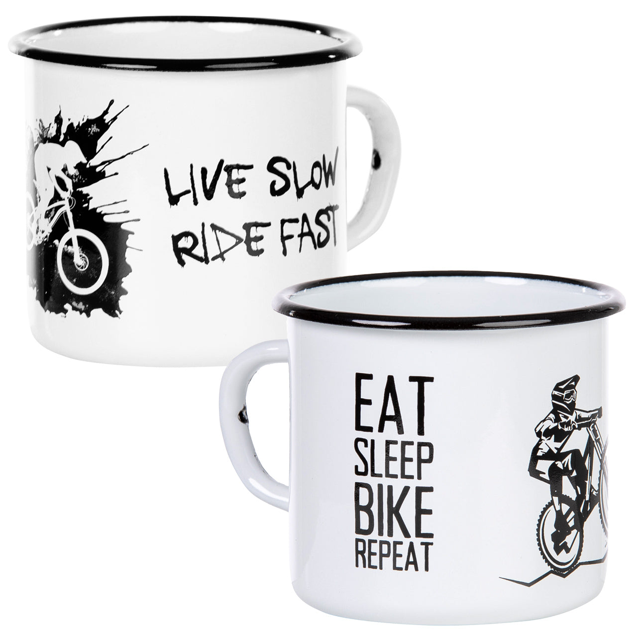 tasse mountainbike MOUNTAINBIKE Emaillebecher in weiß - Inhalt 330ml