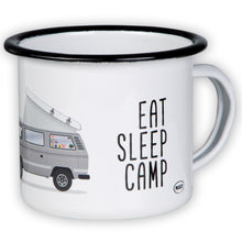 Lade das Bild in den Galerie-Viewer, EAT SLEEP CAMP Emaillebecher mit Campingbus mit Aufstelldach
