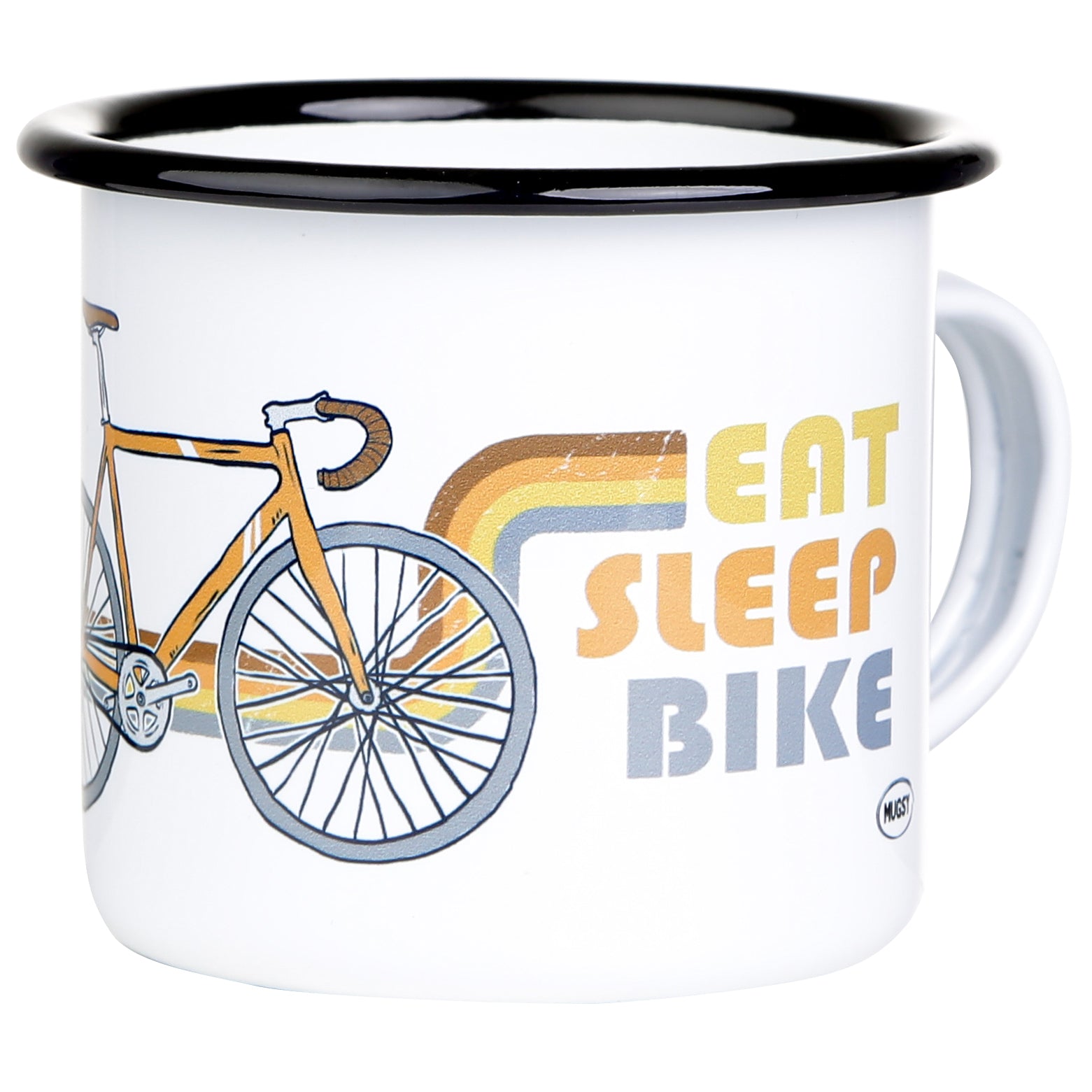 rennrad retro shop EAT SLEEP BIKE Emaillebecher mit Retro Rennrad Design – MUGSY