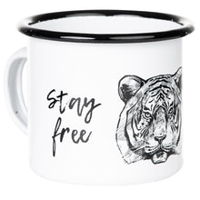 Lade das Bild in den Galerie-Viewer, Emaillebecher &quot;STAY WILD - STAY FREE&quot;-Serie mit Motiv: Tiger
