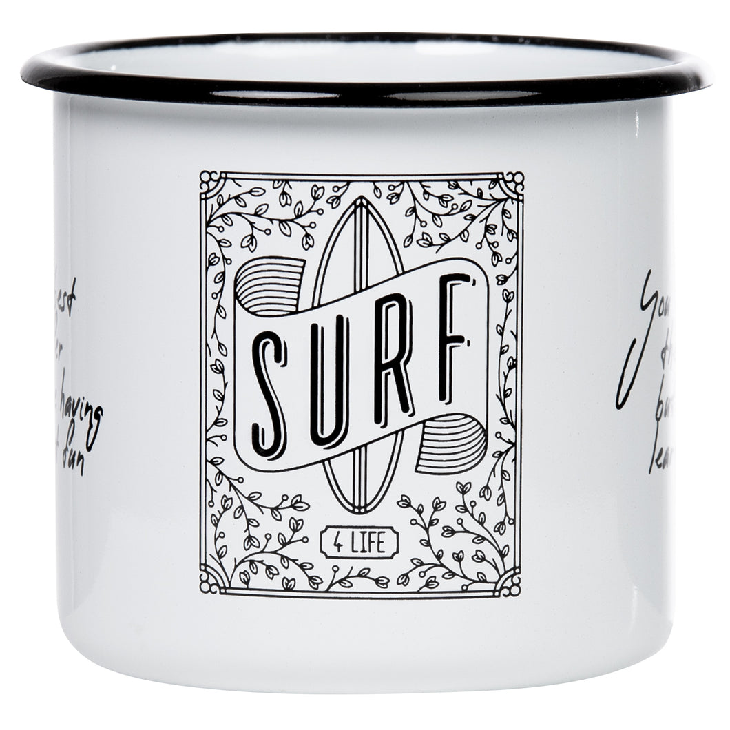 SURF Emaillebecher in weiß - Inhalt: 330ml